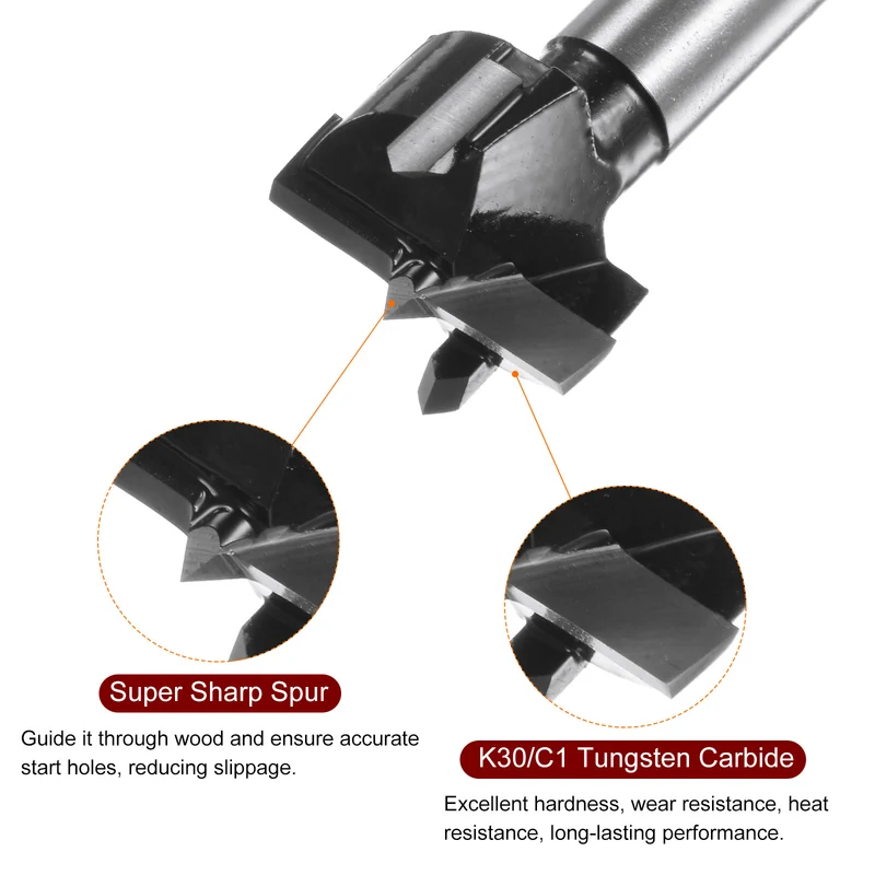 Forstner Drill Bit 22mm (7/8") K30/C1 Carbide Wood Hinge Hole Opener