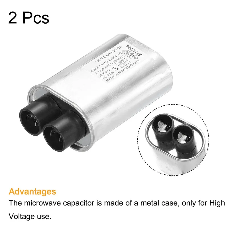 Microwave Capacitor Replacement High Voltage Oven Capacitor 2100VAC 1.10uf 2Pcs