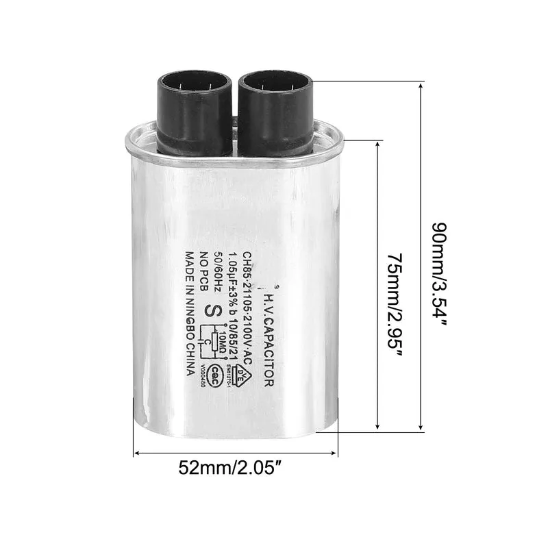 Microwave Capacitor Replacement High Voltage Oven Capacitor 2100VAC 1.05uf 2Pcs