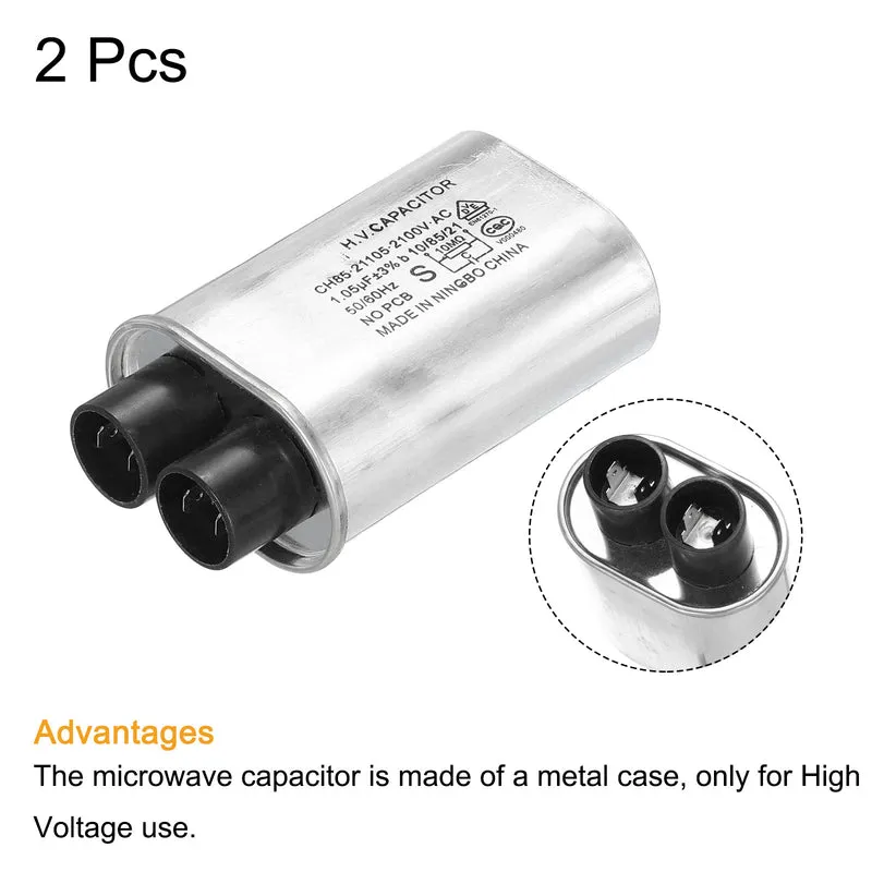 Microwave Capacitor Replacement High Voltage Oven Capacitor 2100VAC 1.05uf 2Pcs