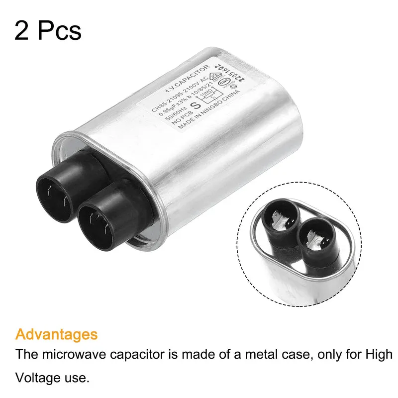 Microwave Capacitor Replacement High Voltage Oven Capacitor 2100VAC 0.95uf 2Pcs
