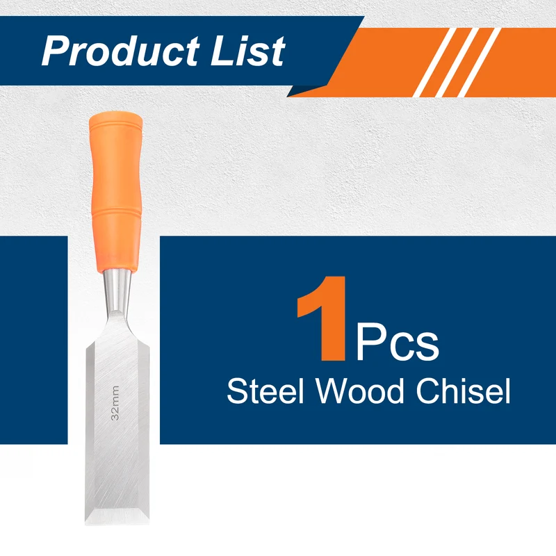Wood Chisel 1-1/4" Beveled Edge Blade Wood Working Flat Chisel with Handle
