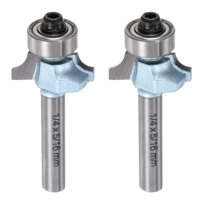 2pcs Roundover Router Bit 1/4 Shank 5/32" Radius Tungsten Steel Tip Light Blue