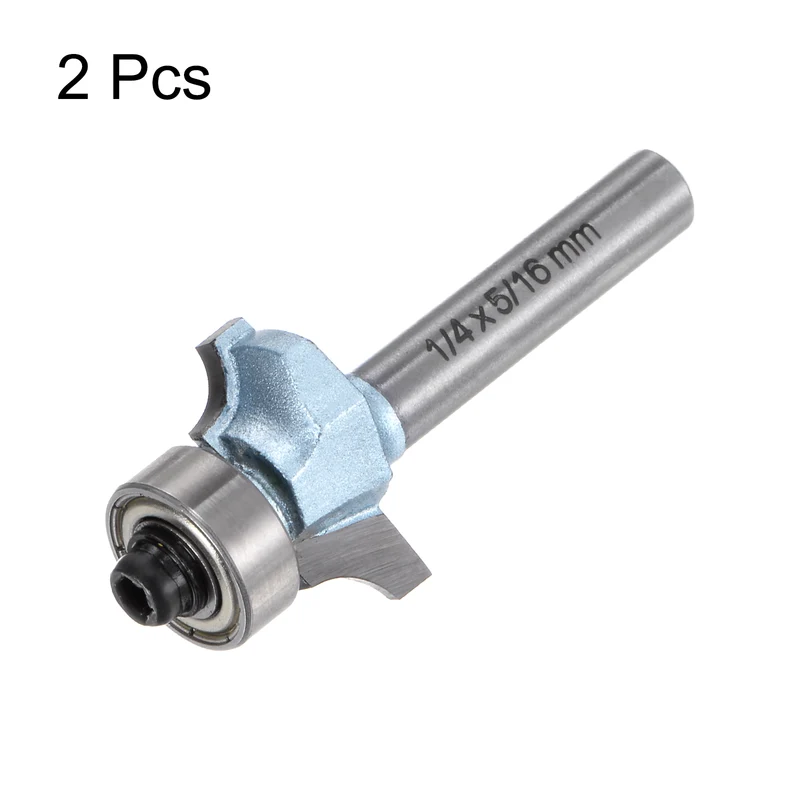 2pcs Roundover Router Bit 1/4 Shank 5/32" Radius Tungsten Steel Tip Light Blue