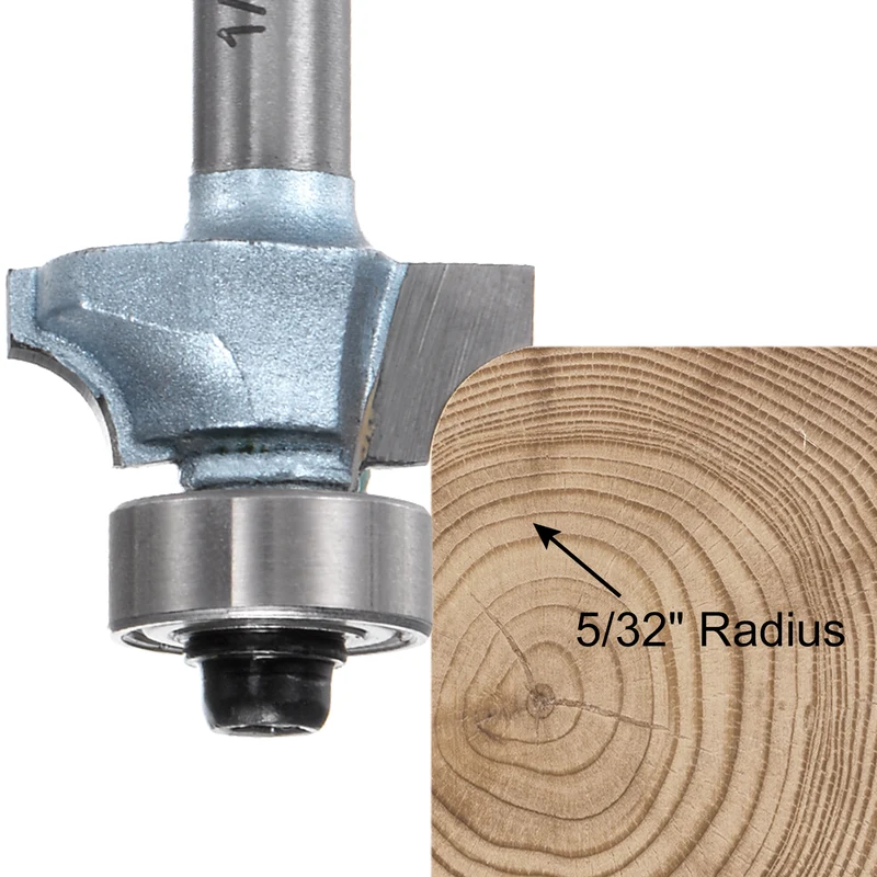 2pcs Roundover Router Bit 1/4 Shank 5/32" Radius Tungsten Steel Tip Light Blue