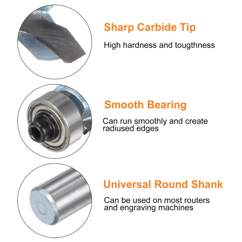Roundover Router Bit 1/2 Shank 9/16" Radius Tungsten Steel Tip Light Blue