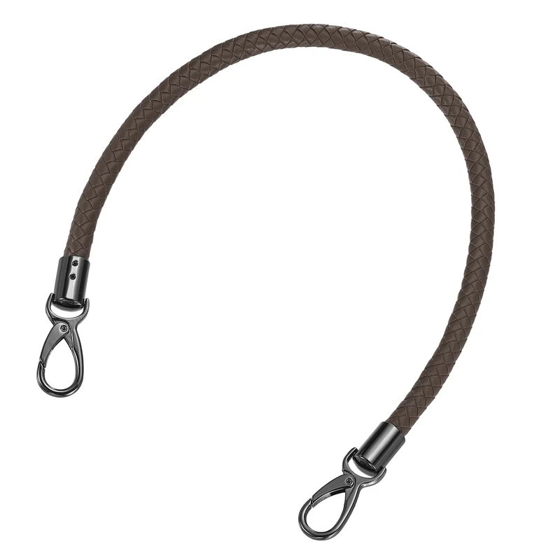 60cm Short Leather PU Braided Purse Replacement Handle Dark Coffee Black