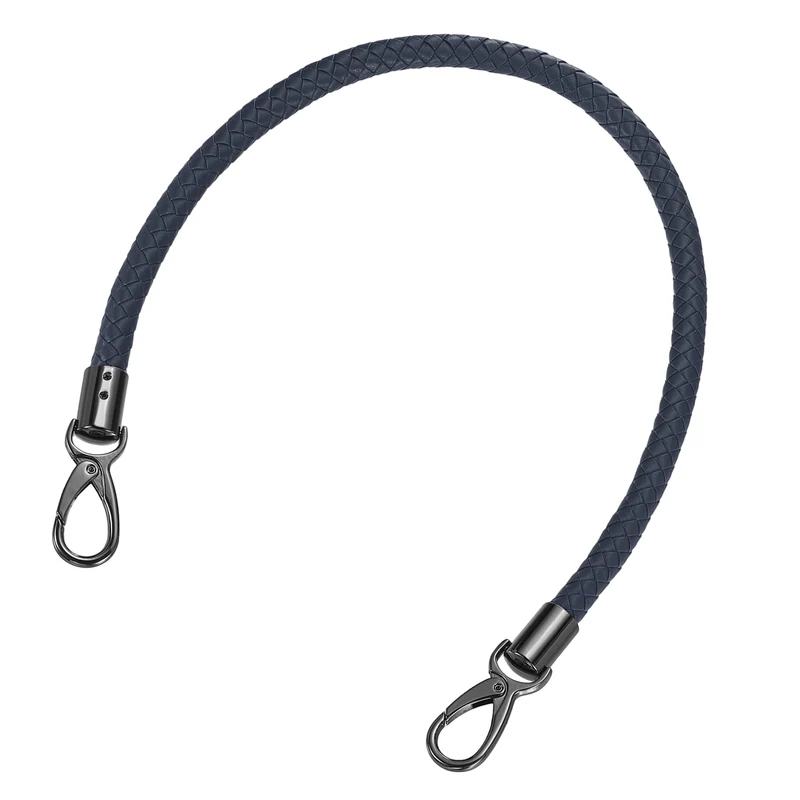 60cm Short Leather PU Braided Purse Replacement Handle - Dark Blue Black