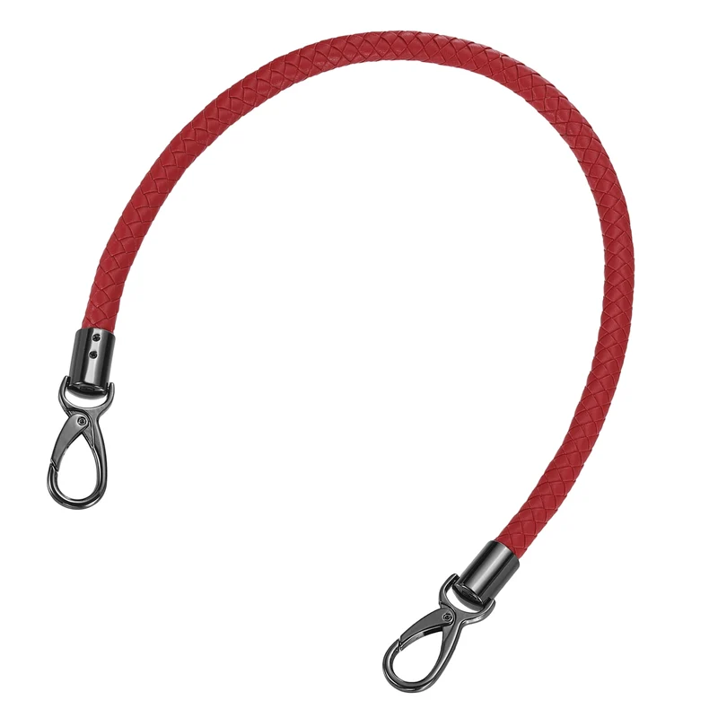 60cm Short Leather PU Braided Purse Replacement Handle - Red, Black