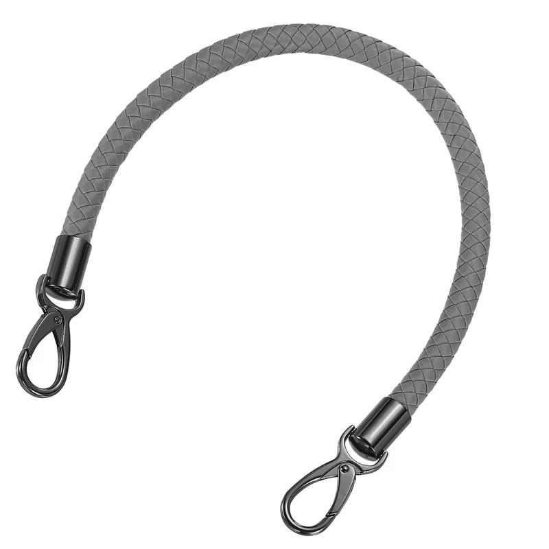 50cm Short Leather PU Braided Purse Replacement Handle - Dark Gray, Black