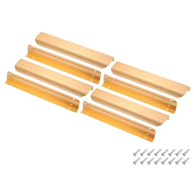 8Pcs 8 Inch Aluminum Alloy Finger Pulls for Cabinets Dresser Golden Tone