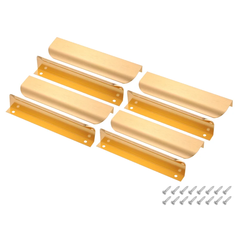 8Pcs 6 Inch Aluminum Alloy Finger Pulls for Cabinets Dresser Golden Tone
