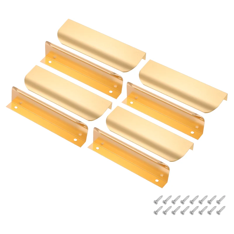8Pcs 5 Inch Aluminum Alloy Finger Pulls for Cabinets Dresser Golden Tone