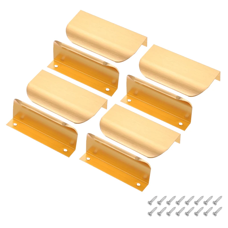 8Pcs 3 Inch Aluminum Alloy Finger Pulls for Cabinets Dresser Golden Tone