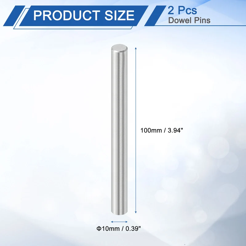 2Pcs 10mm x 100mm Dowel Pins 316L Stainless Steel Shelf Support Peg Pin