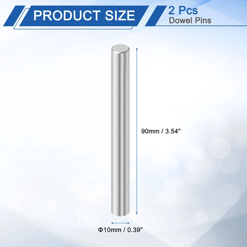 2 Pcs 10 mm x 90 mm Dowel Pins, 316L Stainless Steel Shelf Support Peg Pin