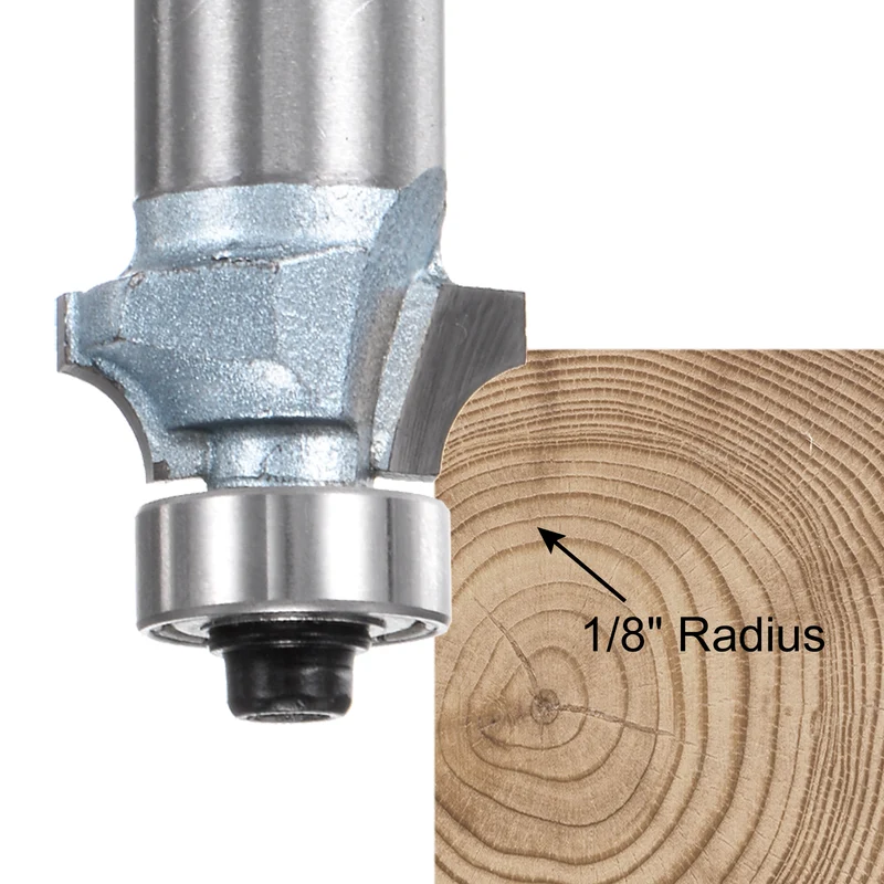 Roundover Router Bit 1/2 Shank 1/8" Radius Tungsten Steel Tip Light Blue