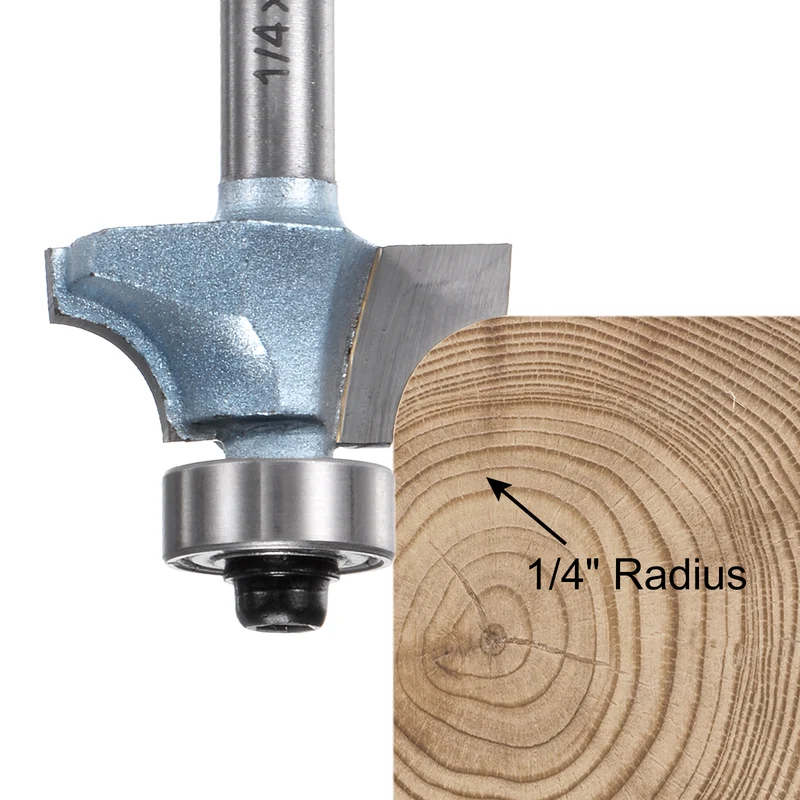 Roundover Router Bit 1/4 Shank 1/4" Radius Tungsten Steel Tip Light Blue