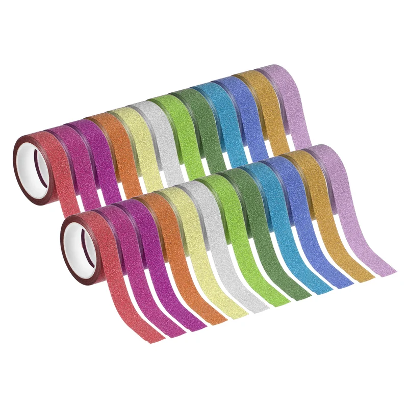 12 Roll 0.4 Inch (W) x 5.5 Yards (L) Glitters Washi Tape 12 Colors)