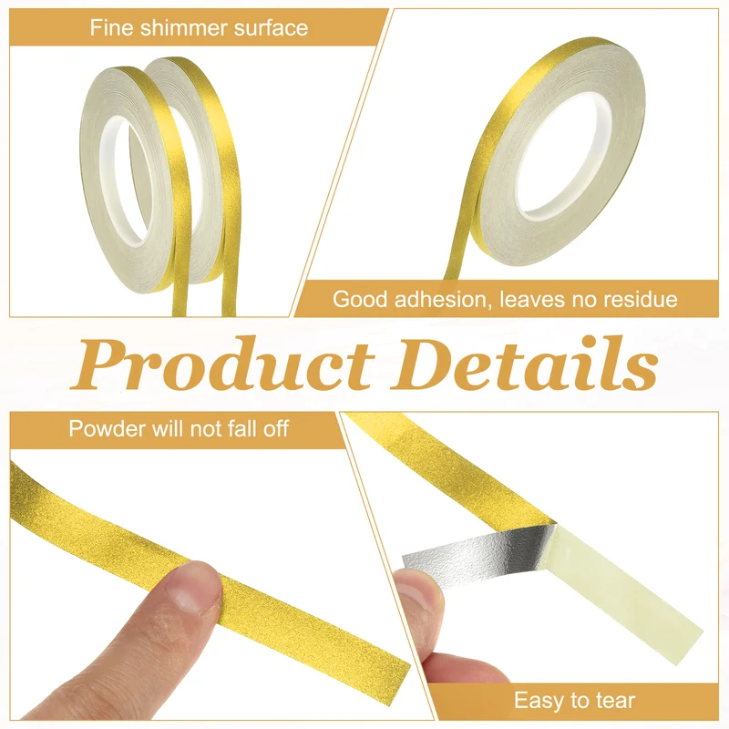 1 Rolls 0.4 Inch x 55 Yards Glitters Washi Tape Gold]