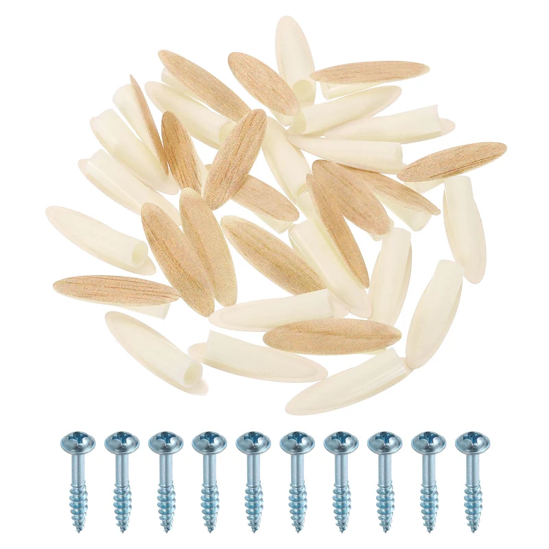 100Pcs 9mm Plastic Pocket Hole Plugs with Pocket Screws, Wood Grain Yellow