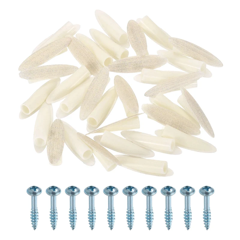 100Pcs 9mm Plastic Pocket Hole Plugs with Pocket Screws, Wood Grain White