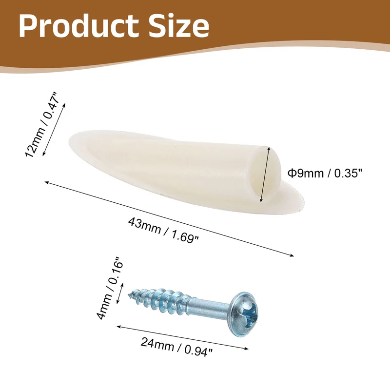100Pcs 9mm Plastic Pocket Hole Plugs with Pocket Screws, Bright Beige