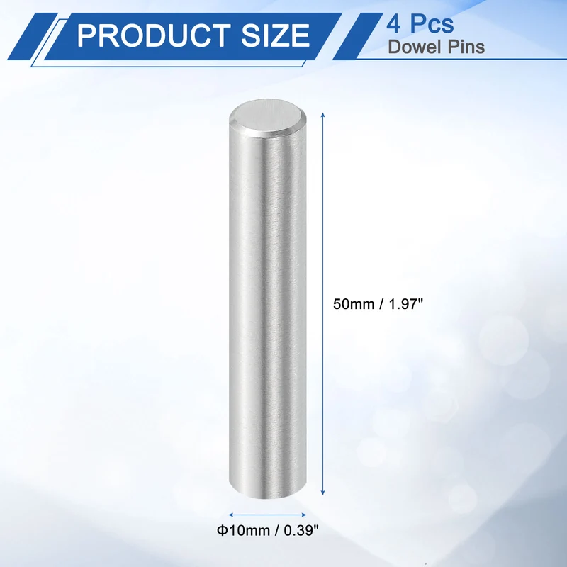 4Pcs 10mm x 50mm Dowel Pins 316L Stainless Steel Shelf Support Peg Pin
