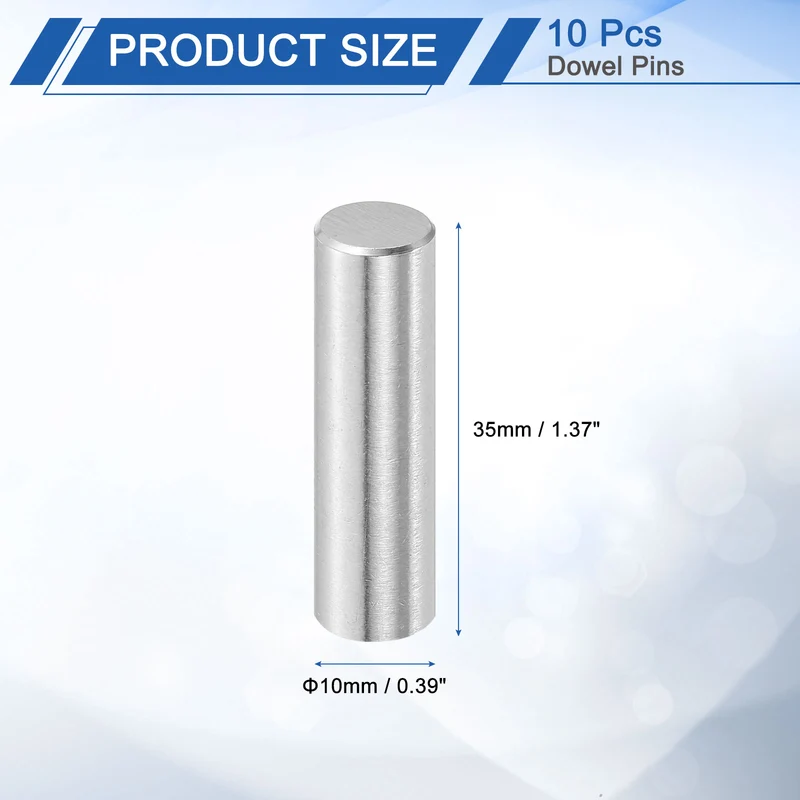 10 Pcs 10 mm x 35 mm Dowel Pins, 316L Stainless Steel Shelf Support Peg Pin