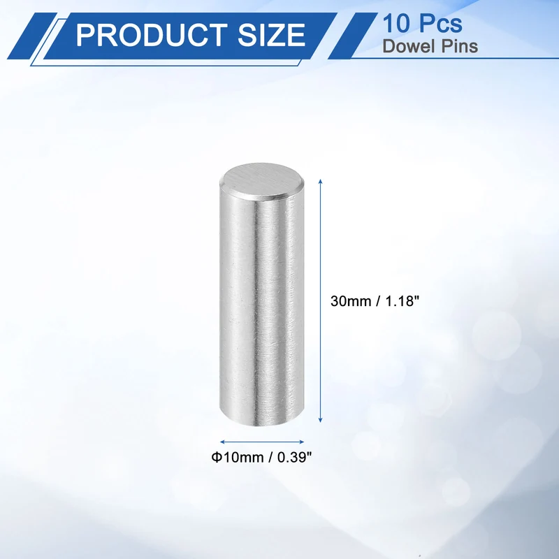 10 Pcs 10 mm x 30 mm Dowel Pins, 316L Stainless Steel Shelf Support Peg Pin