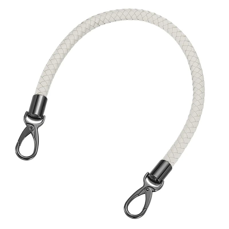50cm Short Leather PU Braided Purse Replacement Handle - Light Gray, Black