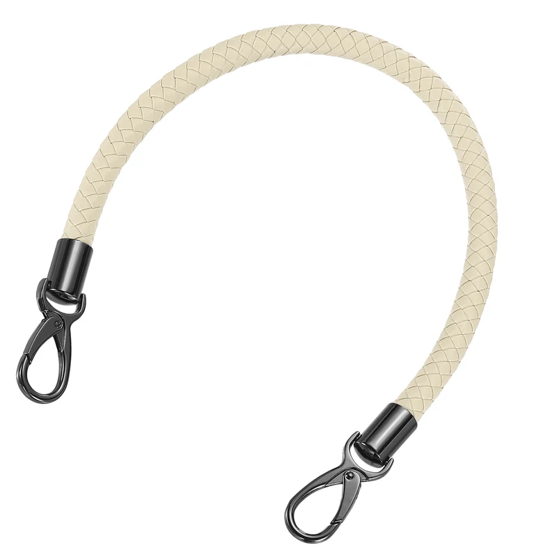 50cm Short Leather PU Braided Purse Replacement Handle - Beige, Black