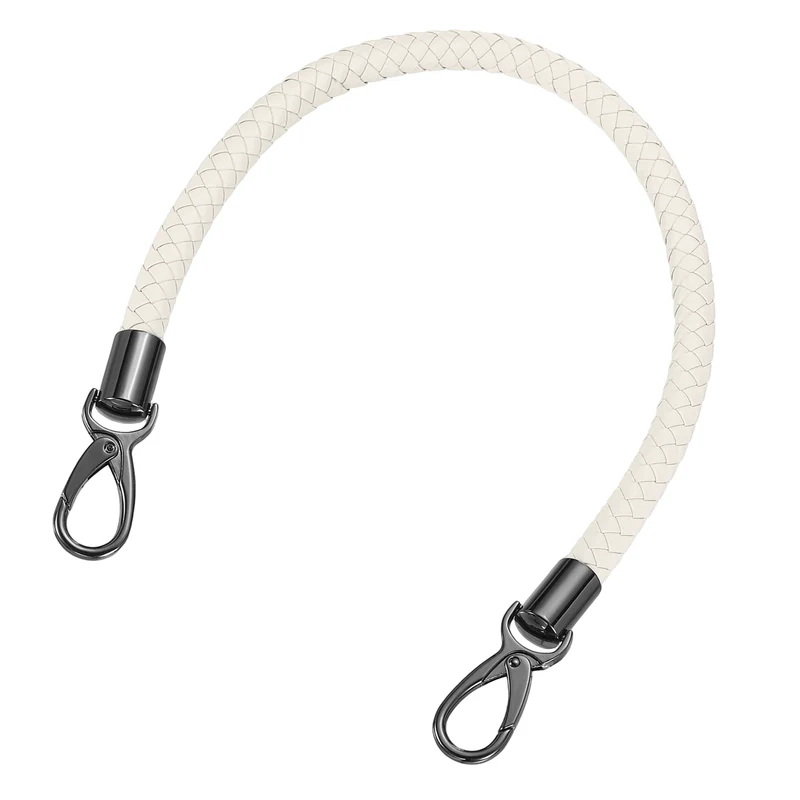 50cm Short Leather PU Braided Purse Replacement Handle - Beige White, Black