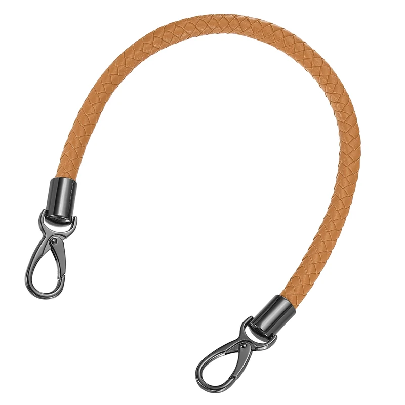 50cm Short Leather PU Braided Purse Replacement Handle - Yellow Brown, Black