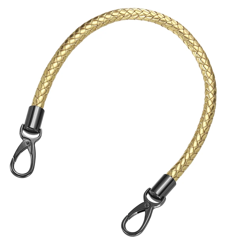 50cm Short Leather PU Braided Purse Replacement Handle - Gold, Black