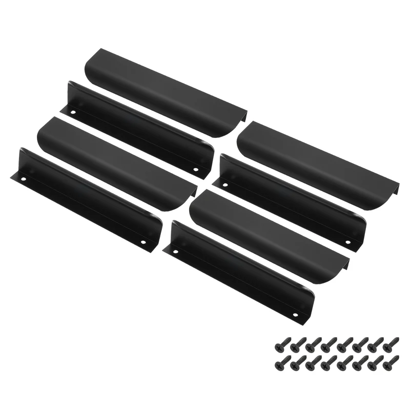 8Pcs 6 Inch Aluminum Alloy Finger Pulls for Cabinets Dresser Black
