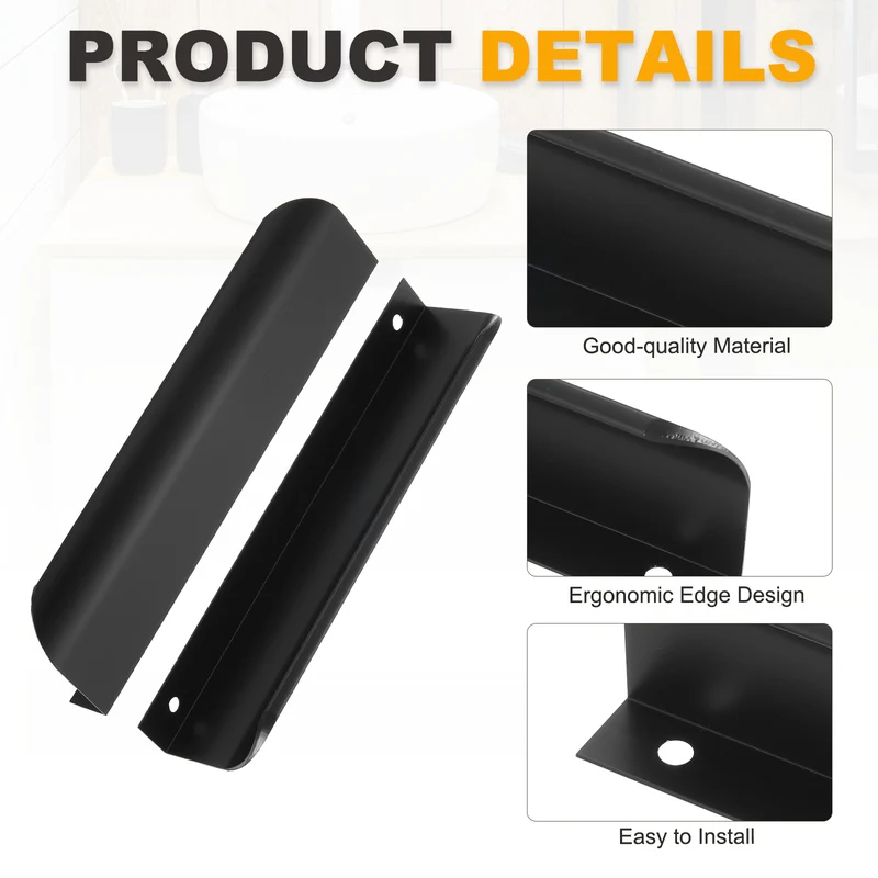 8Pcs 6 Inch Aluminum Alloy Finger Pulls for Cabinets Dresser Black