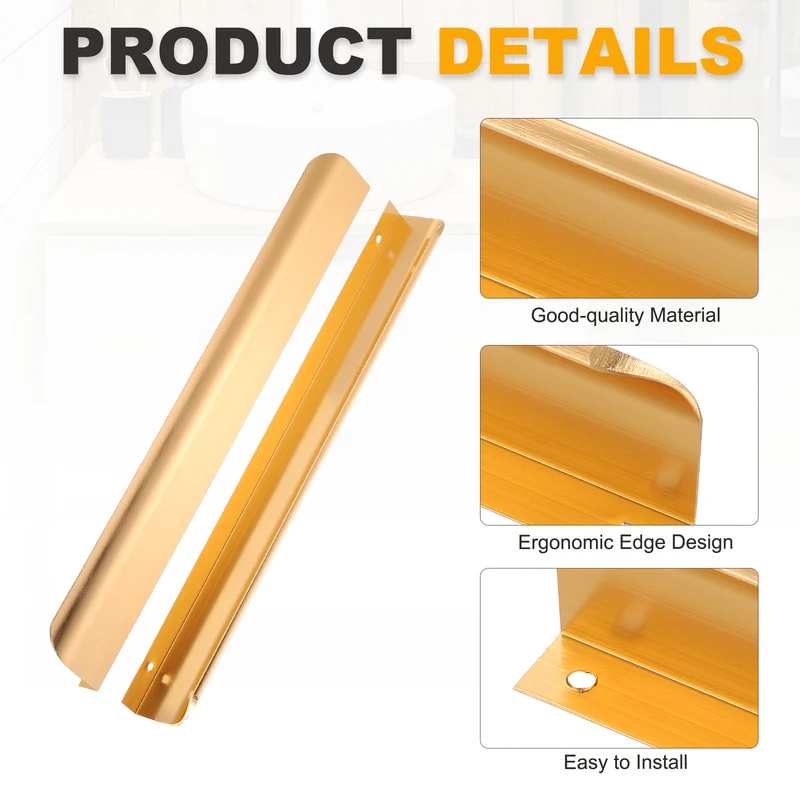 4Pcs 12 Inch Aluminum Alloy Finger Pulls for Cabinets Dresser Golden Tone