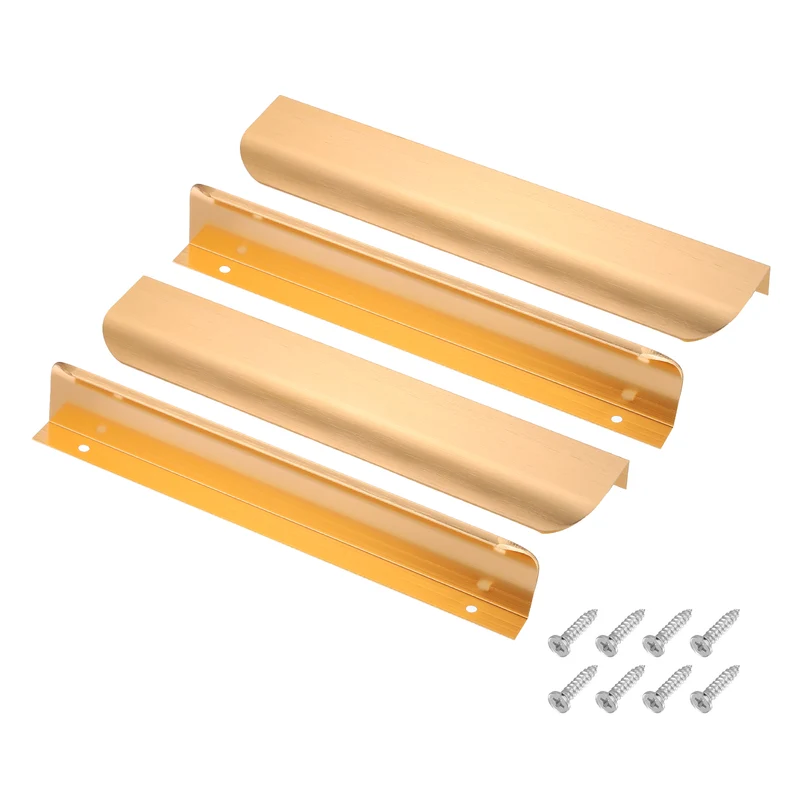 4Pcs 8 Inch Aluminum Alloy Finger Pulls for Cabinets Dresser Golden Tone