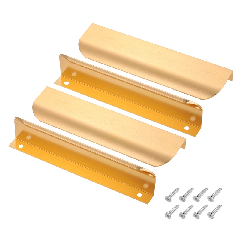 4Pcs 6 Inch Aluminum Alloy Finger Pulls for Cabinets Dresser Golden Tone