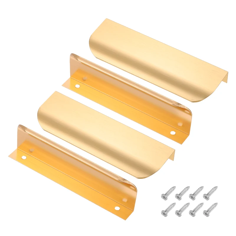 4Pcs 5 Inch Aluminum Alloy Finger Pulls for Cabinets Dresser Golden Tone