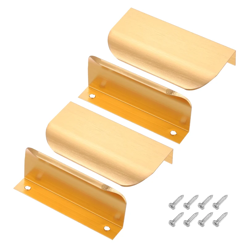 4Pcs 3 Inch Aluminum Alloy Finger Pulls for Cabinets Dresser Golden