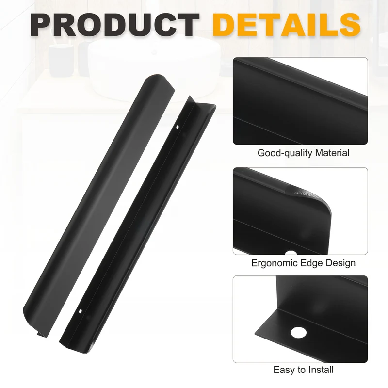 4Pcs 12 Inch Aluminum Alloy Finger Pulls for Cabinets Dresser Black
