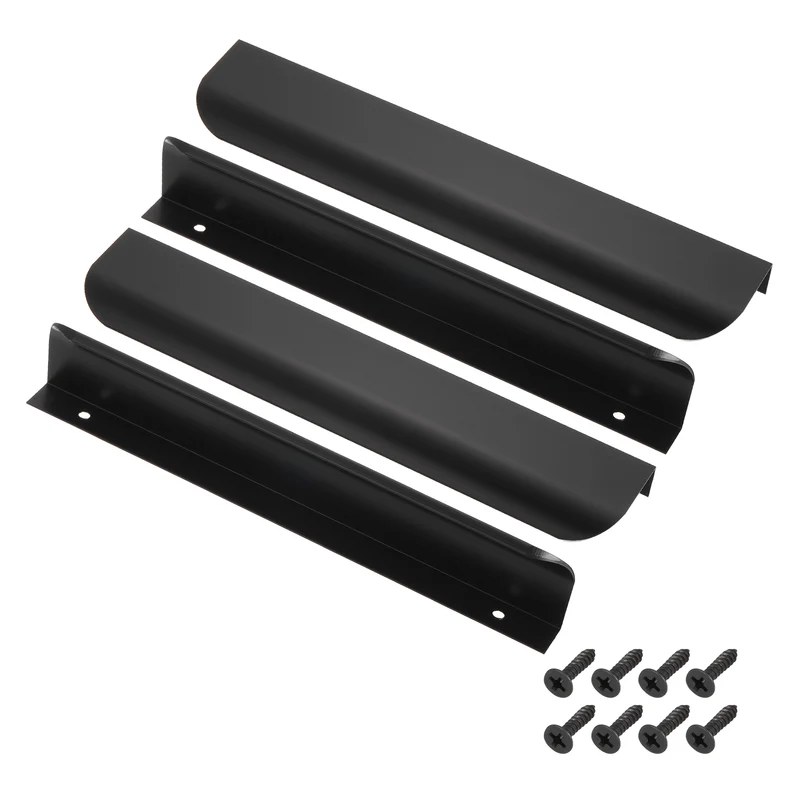 4Pcs 8 Inch Aluminum Alloy Finger Pulls for Cabinets Dresser Black