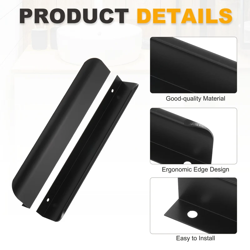 4Pcs 8 Inch Aluminum Alloy Finger Pulls for Cabinets Dresser Black