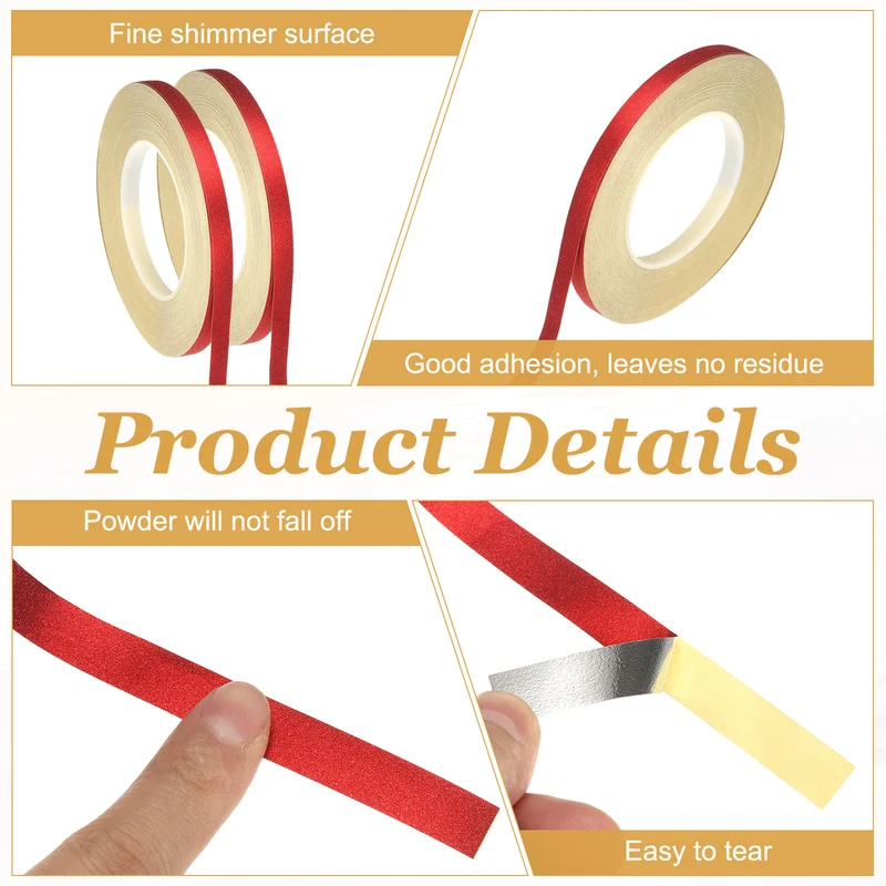 1 Rolls 0.4 Inch x 55 Yards Glitters Washi Tape Red]
