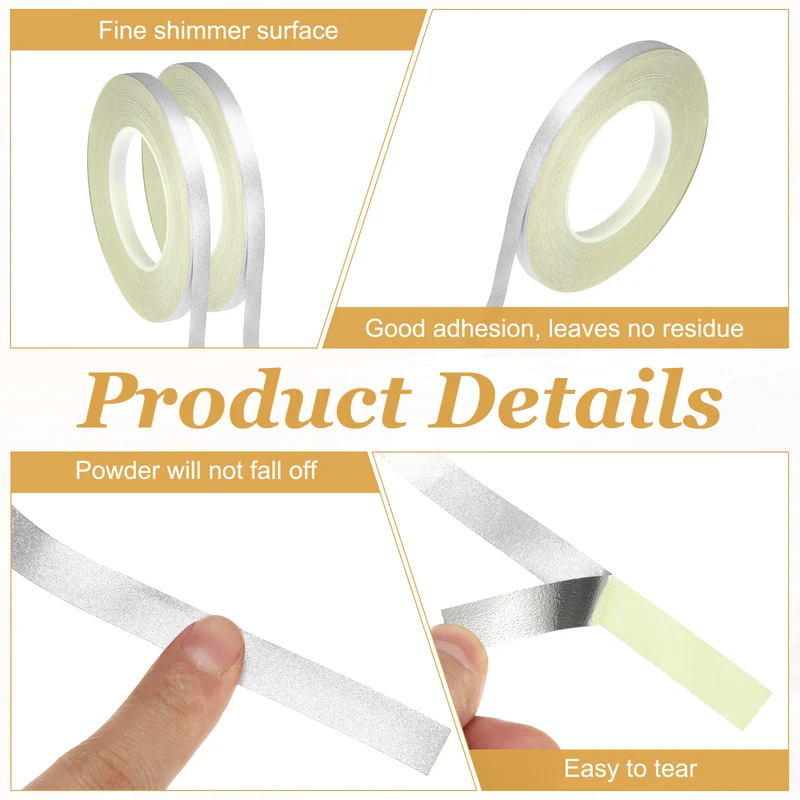 1 Rolls 0.2 Inch x 55 Yards Glitters Washi Tape Silver