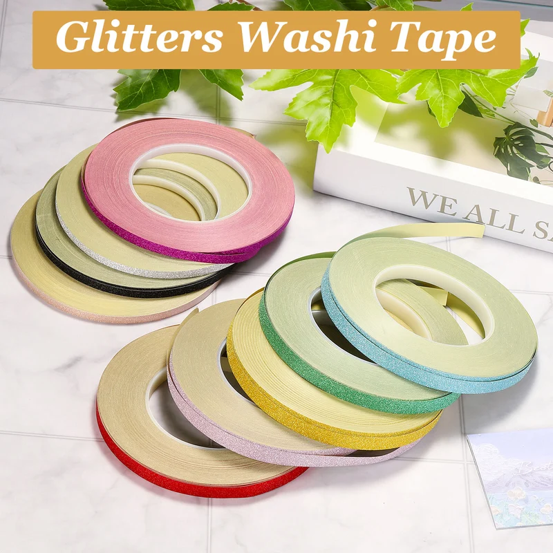 1 Rolls 0.2 Inch x 55 Yards Glitters Washi Tape Silver