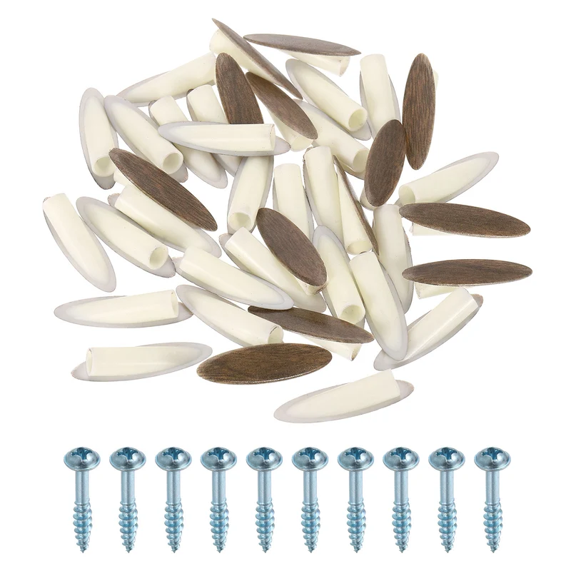 100Pcs 9mm Plastic Pocket Hole Plugs with Pocket Screws Brown Walnut