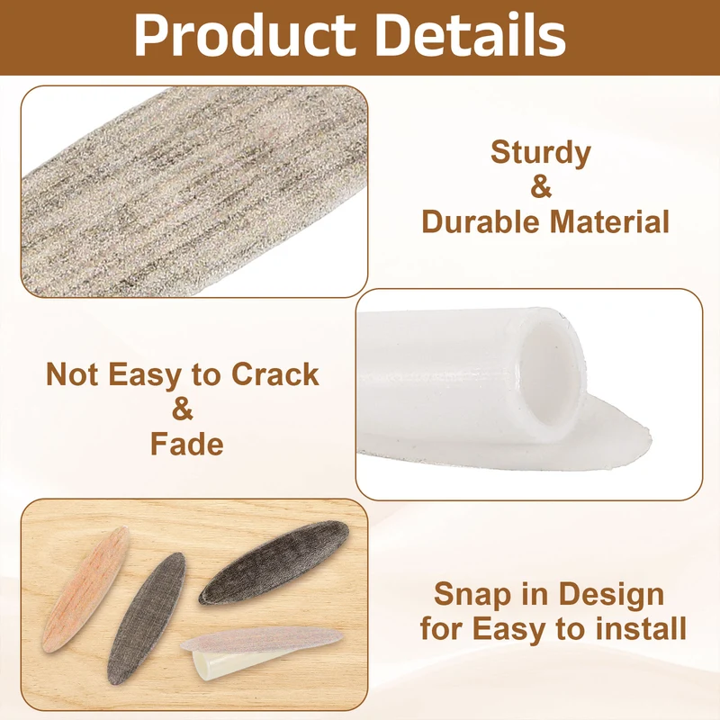 100Pcs 9mm Plastic Pocket Hole Plugs with Pocket Screws, Cloth Pattern Beige